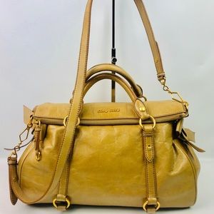 Authentic Miu Miu Brown Soft Leather 2Way Shoulder
